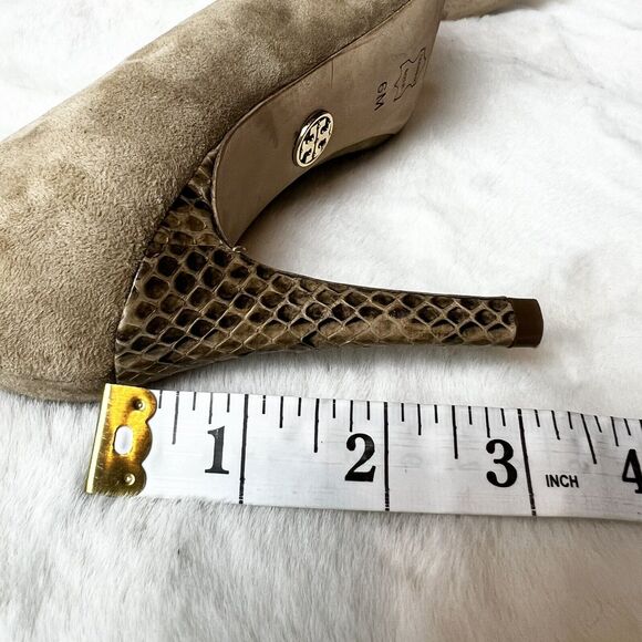 Tory Burch Tan Suede Pumps Snakeskin Stiletto Heels Women’s Sz 6M - Picture 9 of 9